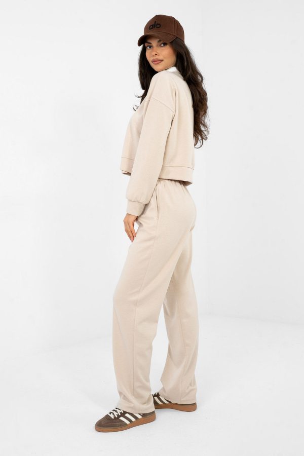 Beige Set in Pants, Trousers, Shorts with Spandex, Polyester and Viscose