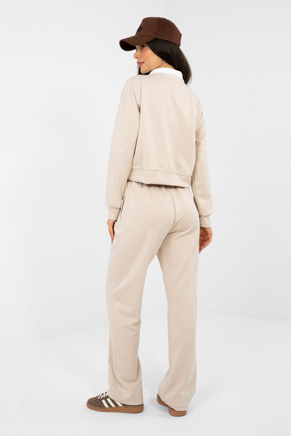 Beige Set in Pants, Trousers, Shorts with Spandex, Polyester and Viscose