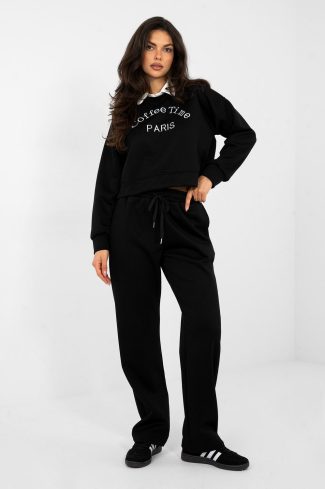 Black Set in Pants, Trousers, Shorts with Spandex, Polyester and Viscose