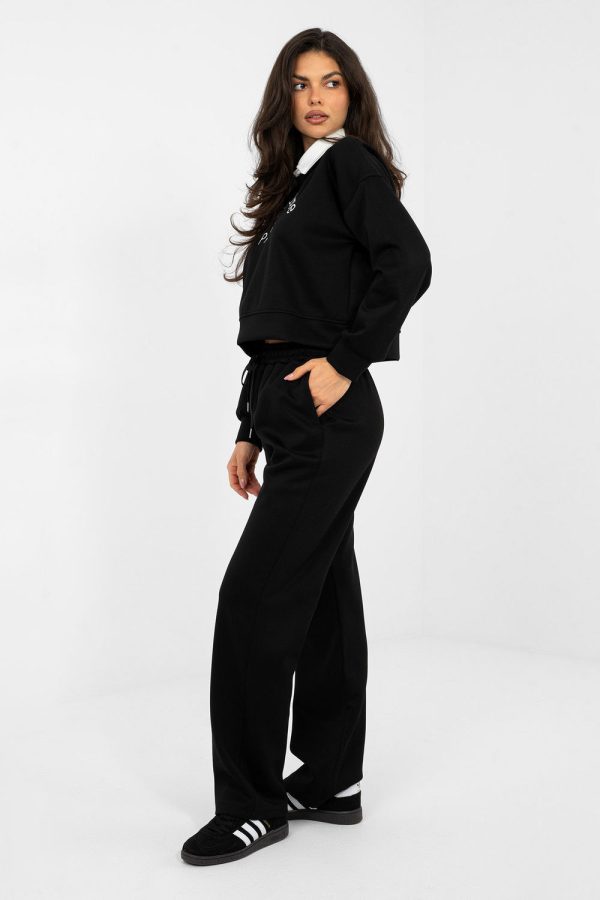 Black Set in Pants, Trousers, Shorts with Spandex, Polyester and Viscose