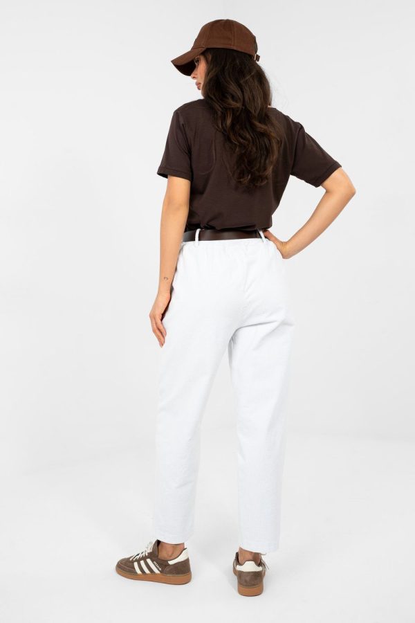 White Corduroy Trousers in Pants, Trousers, Shorts with Cotton and Spandex