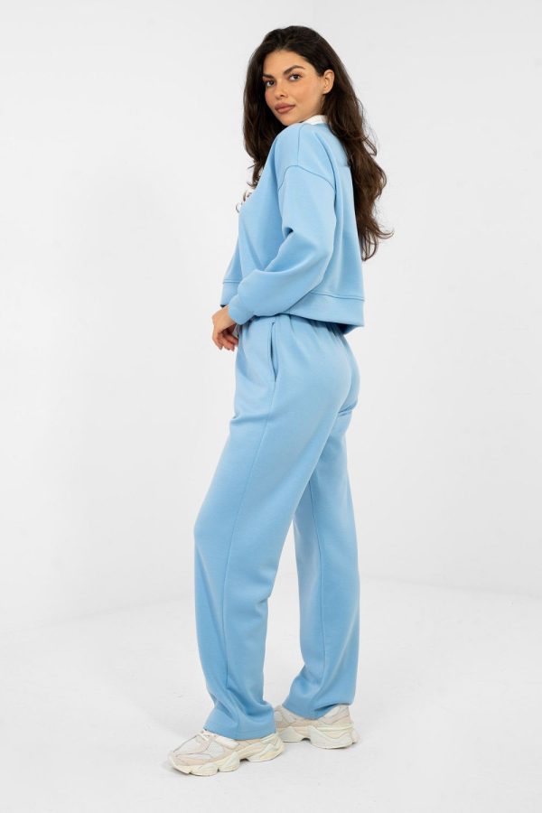 Blue Set in Pants, Trousers, Shorts with Spandex, Polyester and Viscose