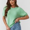 Green Short Sleeve Sweater in Sweaters, Pullovers, Jumpers, Turtlenecks, Boleros, Shrugs with Acrylic, Alpaca, Spandex, Polyamide and Wool