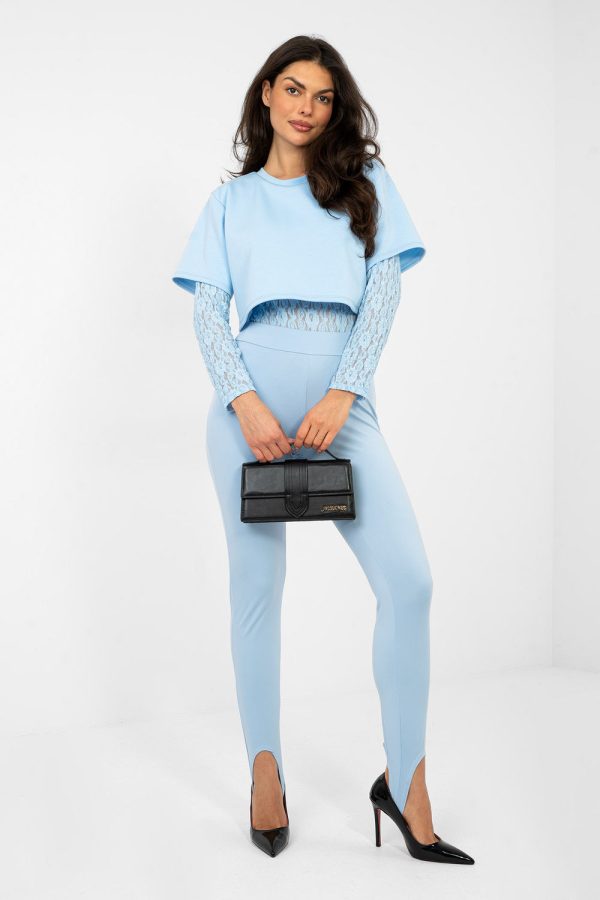 Blue Long Leggings in Leggings with Spandex, Polyester and Viscose