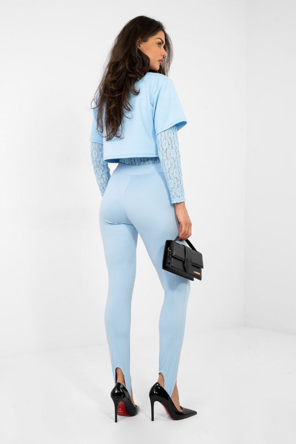Blue Long Leggings in Leggings with Spandex, Polyester and Viscose