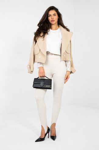 Beige Long Leggings in Leggings with Spandex, Polyester and Viscose