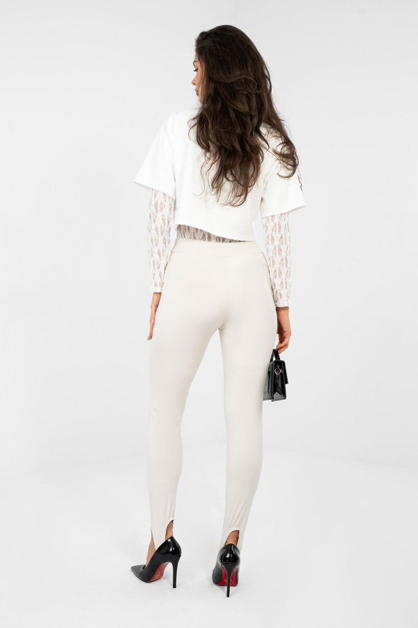 Beige Long Leggings in Leggings with Spandex, Polyester and Viscose