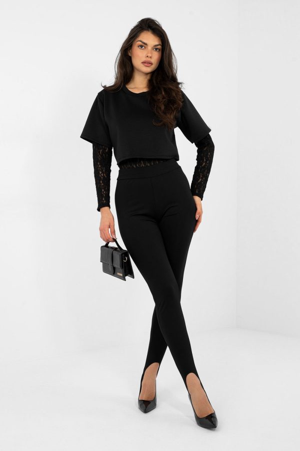 black Long leggings model 224112 Rue Paris