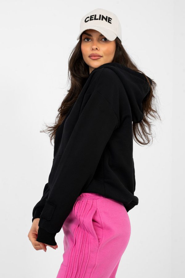 Black Sweatshirt in Sweatshirts For Women with Cotton and Polyester