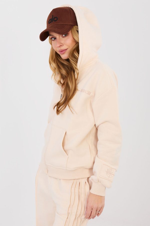 Beige Sweatshirt in Sweatshirts For Women with Cotton and Polyester