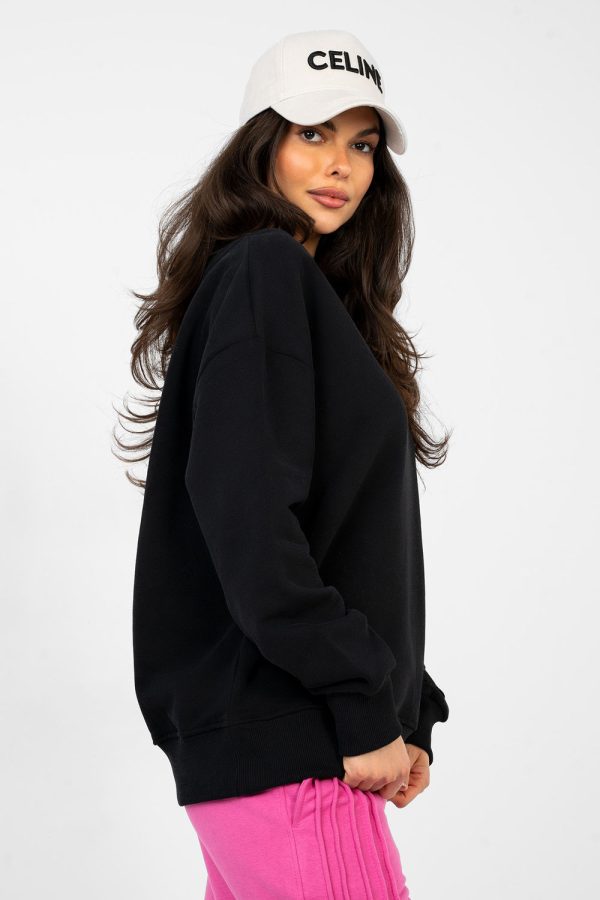 Black Sweatshirt in Sweatshirts For Women with Cotton and Polyester