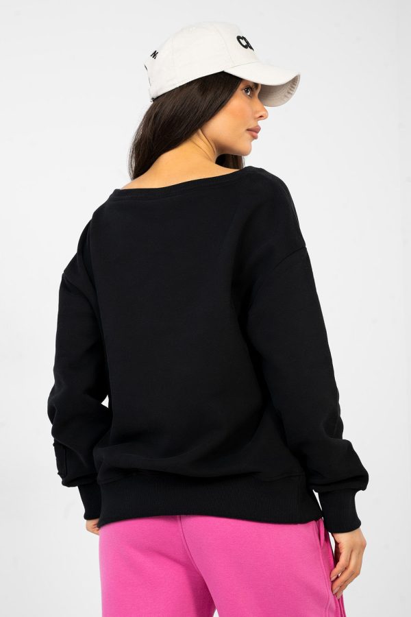Black Sweatshirt in Sweatshirts For Women with Cotton and Polyester