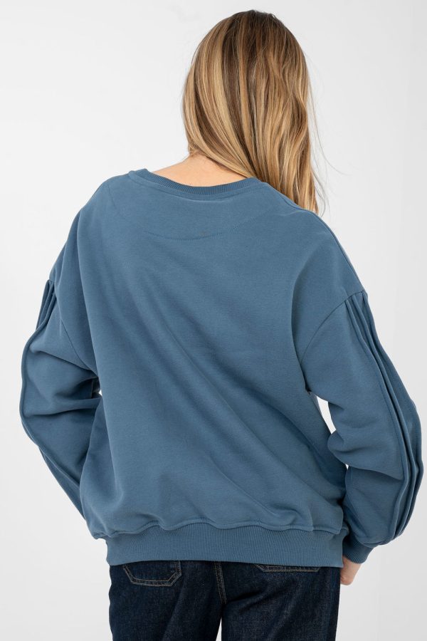 Blue Sweatshirt in Sweatshirts For Women with Cotton and Spandex