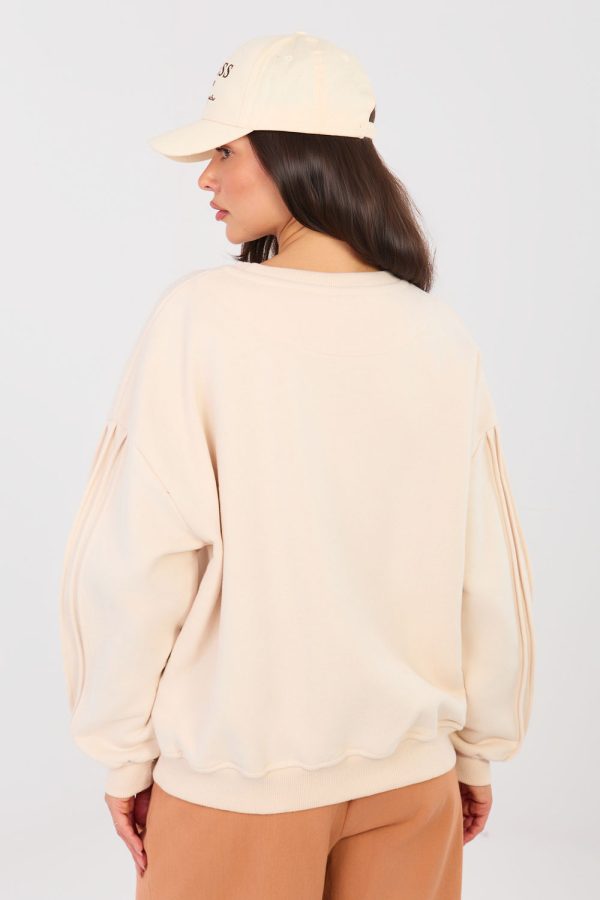 Beige Sweatshirt in Sweatshirts For Women with Cotton and Spandex