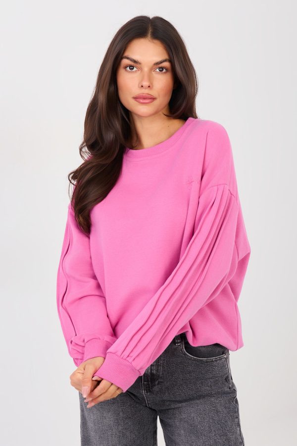 Pink Sweatshirt in Sweatshirts For Women with Cotton and Spandex