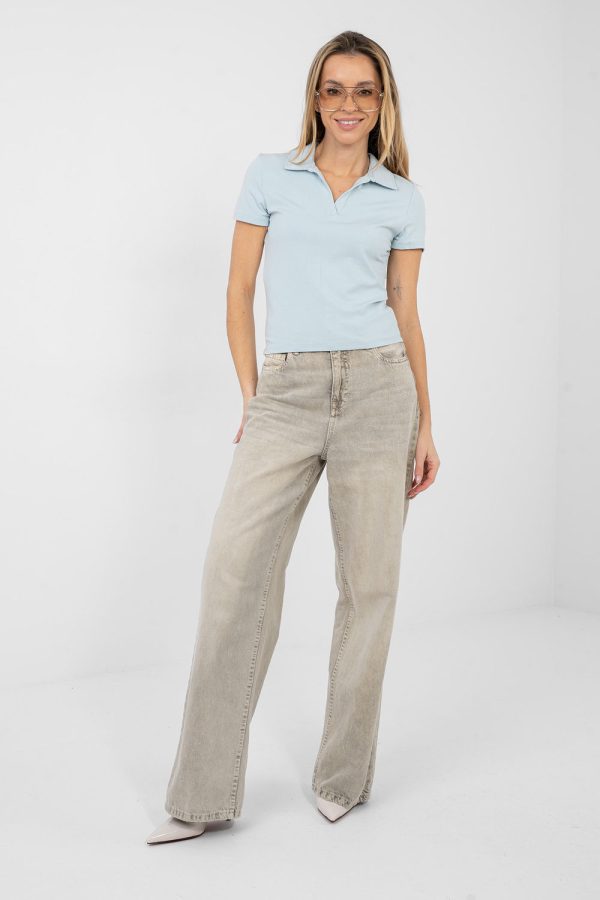 Blue Blouse in Women`s Blouses, Tunics with Spandex and Viscose