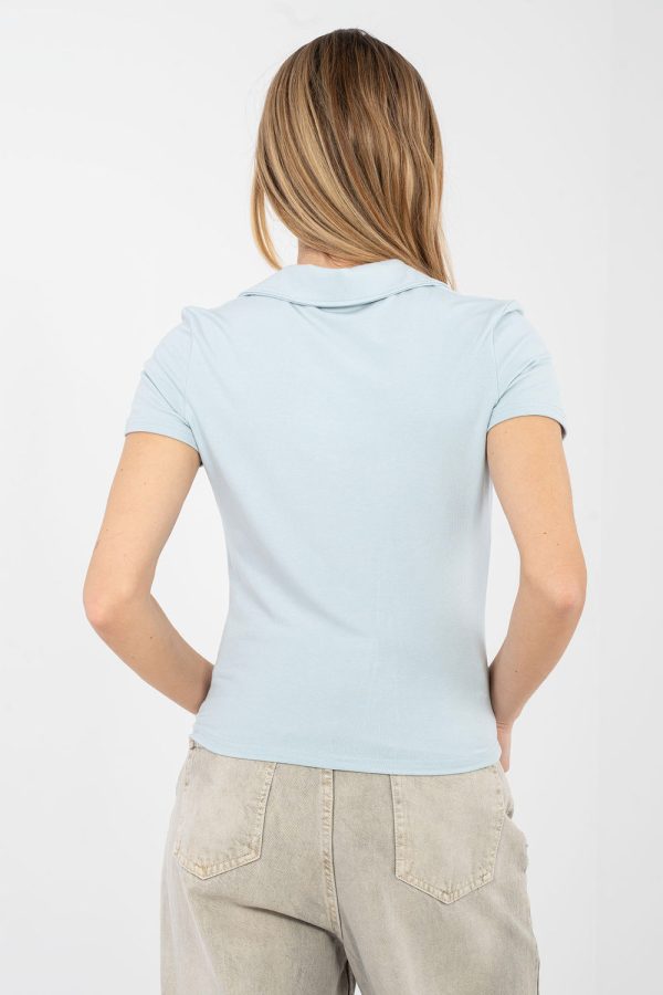 Blue Blouse in Women`s Blouses, Tunics with Spandex and Viscose