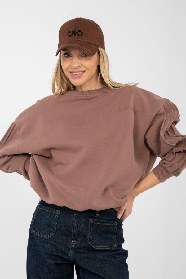 Brown Sweatshirt in Sweatshirts For Women with Cotton and Spandex