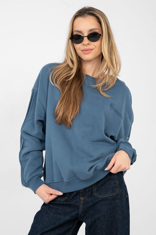 Blue Sweatshirt in Sweatshirts For Women with Cotton and Spandex