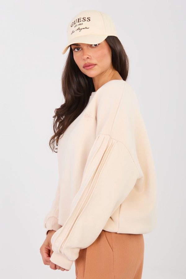 Beige Sweatshirt in Sweatshirts For Women with Cotton and Spandex