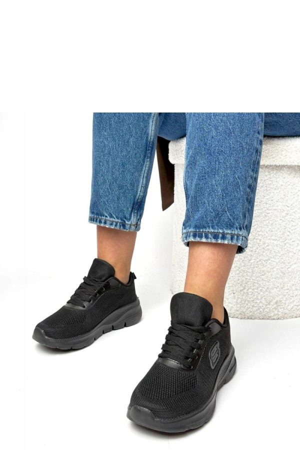 Black Sport Shoes.Fabric, Footbed and Platform Height