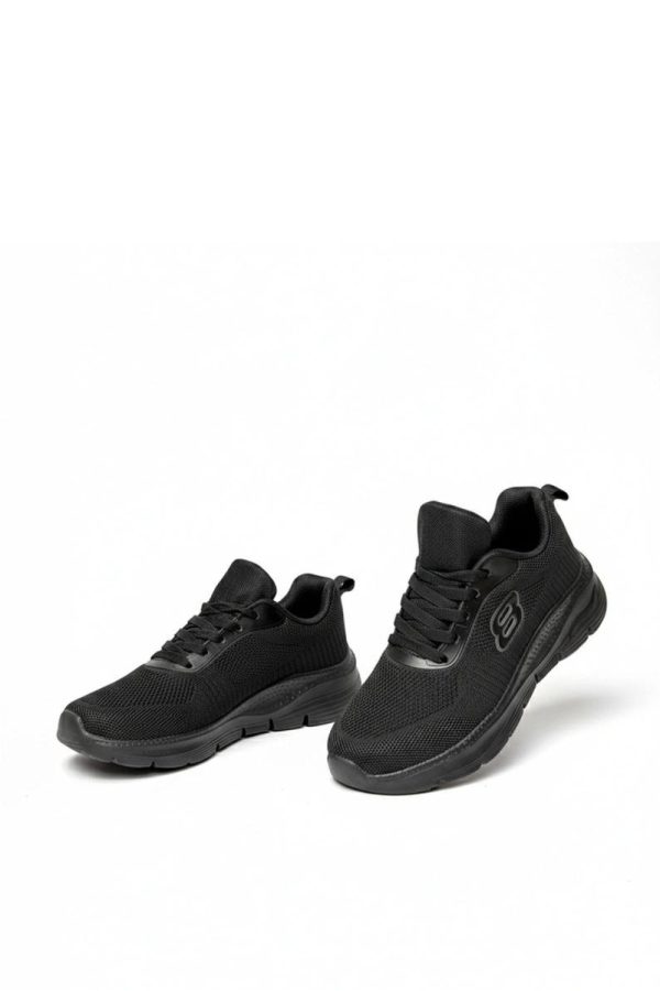 Black Sport Shoes.Fabric, Footbed and Platform Height