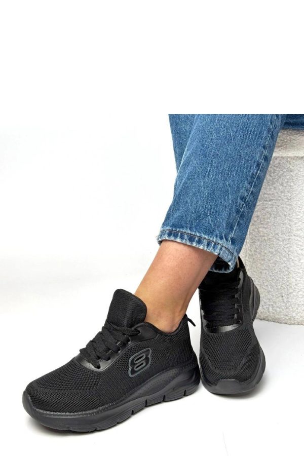 Black Sport Shoes.Fabric, Footbed and Platform Height