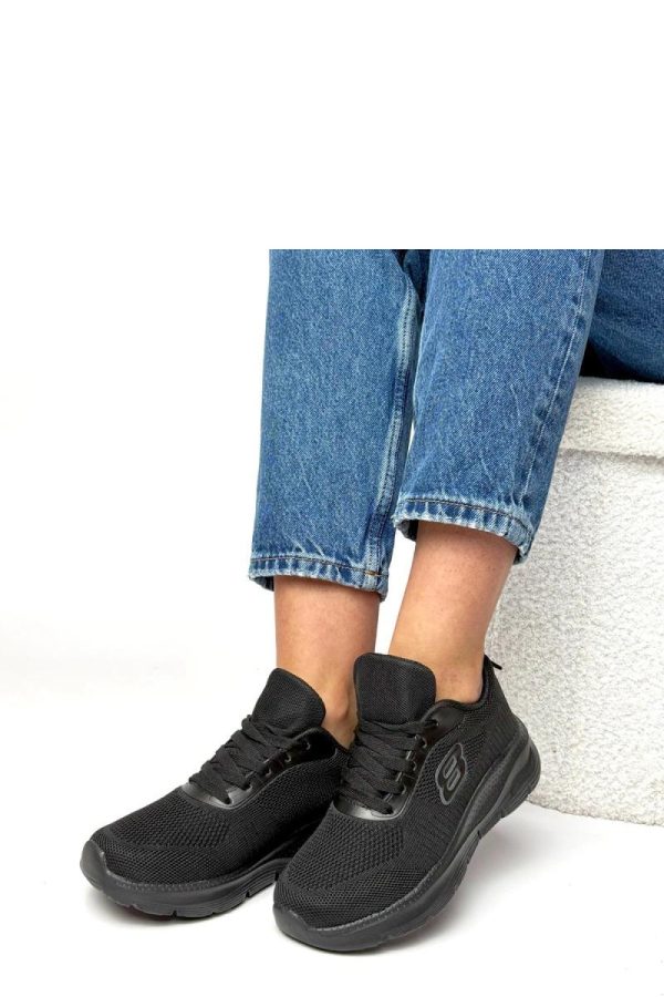Black Sport Shoes.Fabric, Footbed and Platform Height