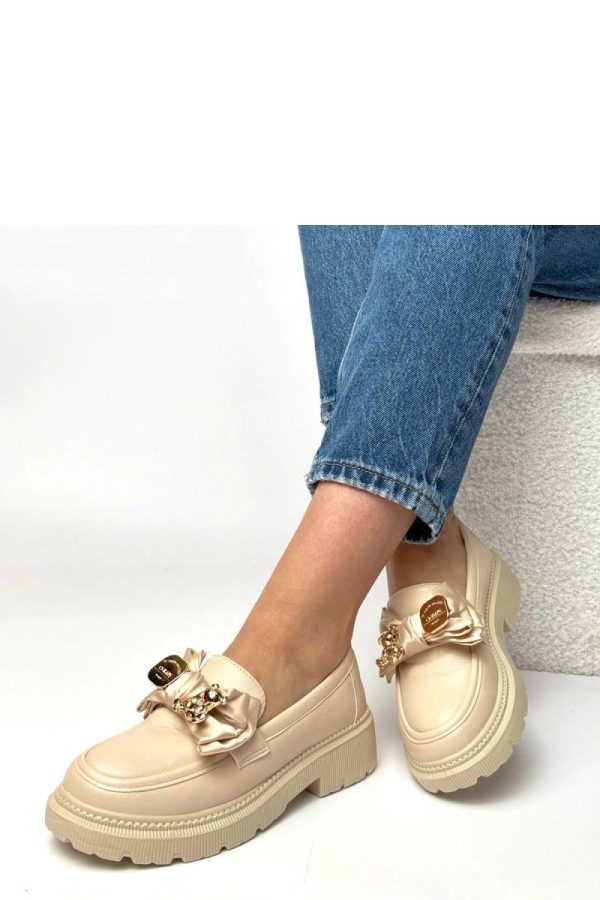 Beige Mocassin..Fabric, Footbed and Heel Height