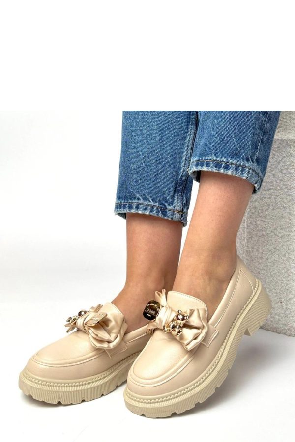 Beige Mocassin..Fabric, Footbed and Heel Height