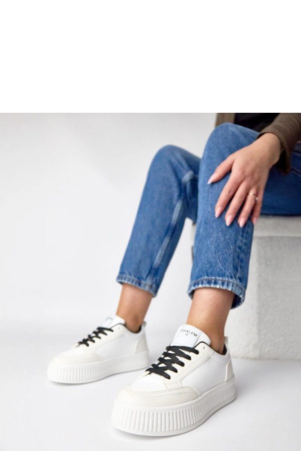 White Sport Shoes in Women`s Athletic Shoes, Trainers, Sneakers with Fabric, Footbed and Platform Height