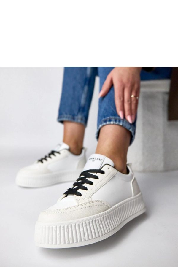 White Sport Shoes in Women`s Athletic Shoes, Trainers, Sneakers with Fabric, Footbed and Platform Height