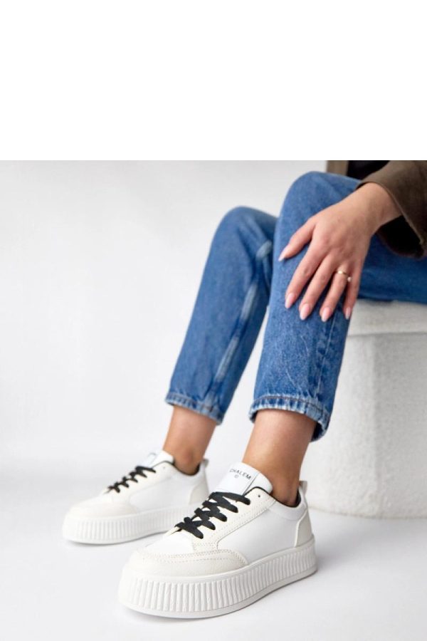 White Sport Shoes in Women`s Athletic Shoes, Trainers, Sneakers with Fabric, Footbed and Platform Height