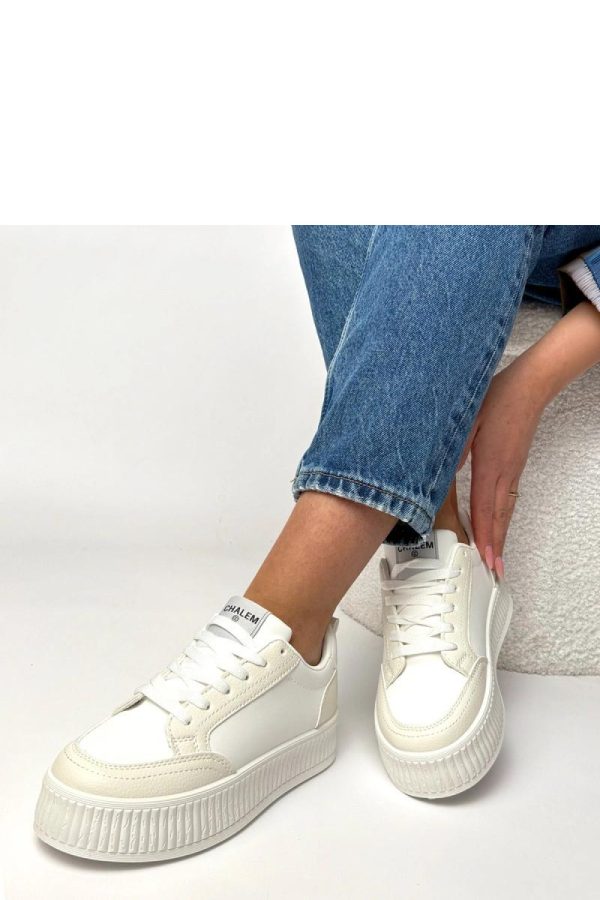 White Sport Shoes in Women`s Athletic Shoes, Trainers, Sneakers with Fabric, Footbed and Platform Height
