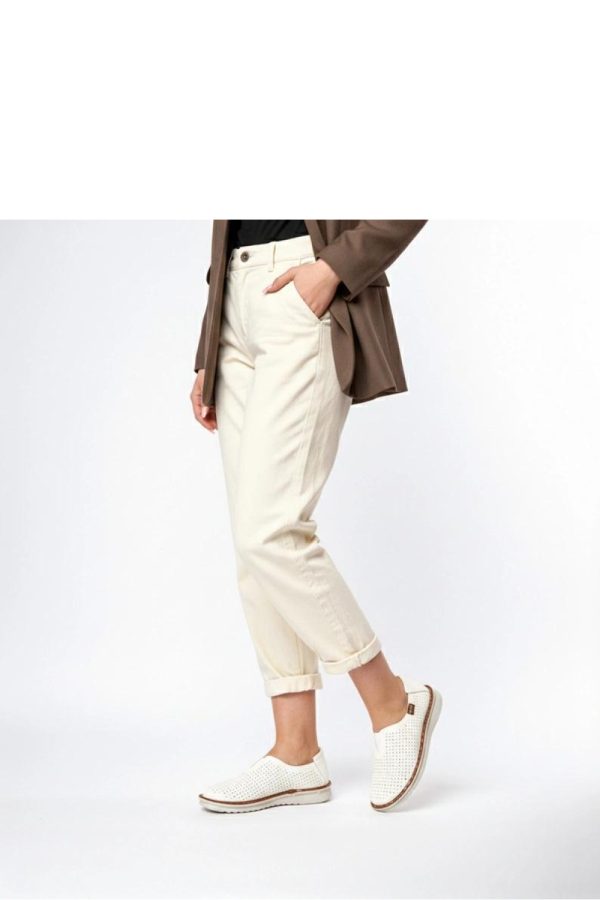 White Half Shoes in Women`s Ankle Boots & Booties with Fabric and Footbed
