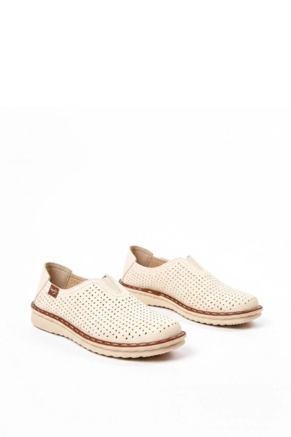 Beige Half Shoes in Women`s Ankle Boots & Booties with Fabric and Footbed