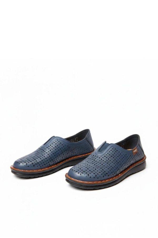 Navy Blue Half Shoes....Fabric and Footbed