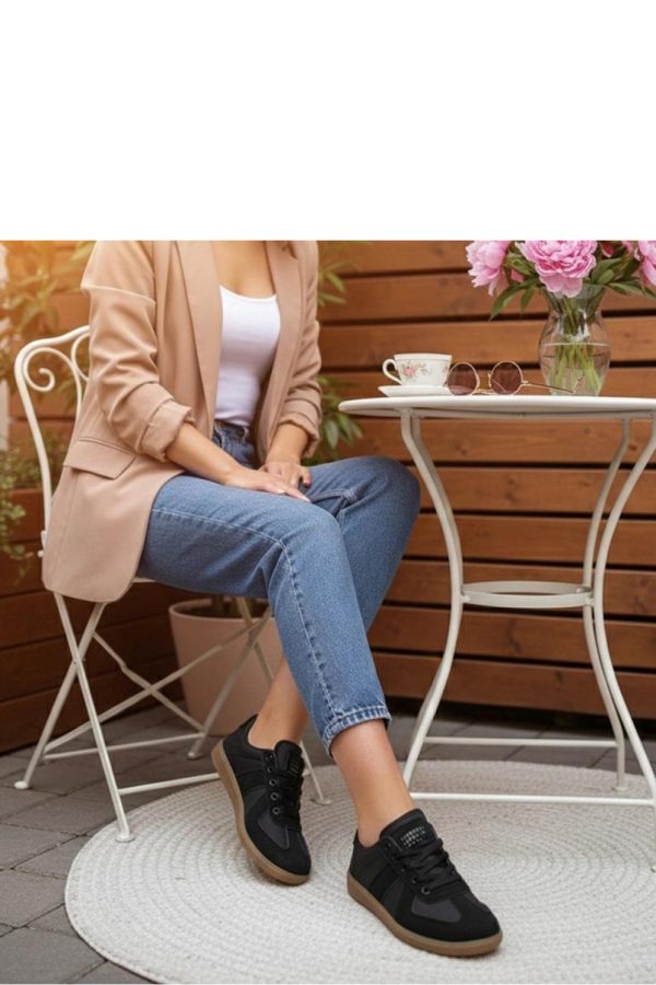 Black Sport Shoes in Women`s Athletic Shoes, Trainers, Sneakers with Fabric, Footbed and Sole Height