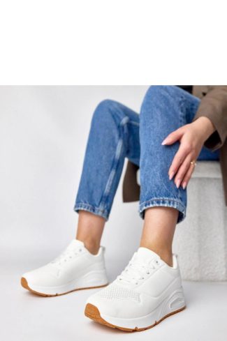 White Sport Shoes..Fabric, Footbed and Sole Height