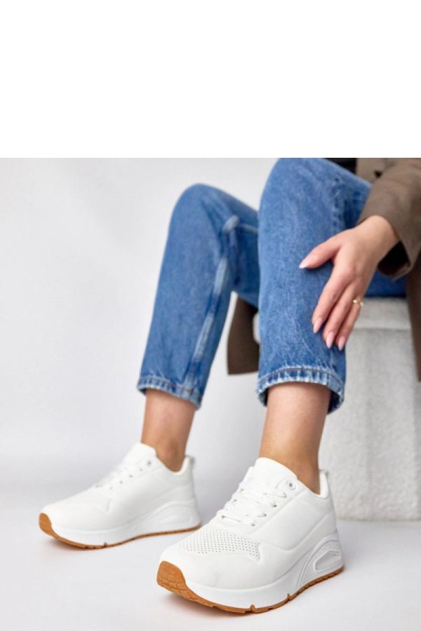 White Sport Shoes..Fabric, Footbed and Sole Height