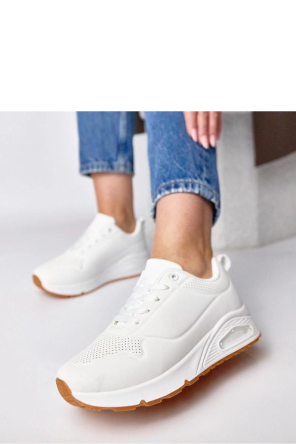 White Sport Shoes..Fabric, Footbed and Sole Height