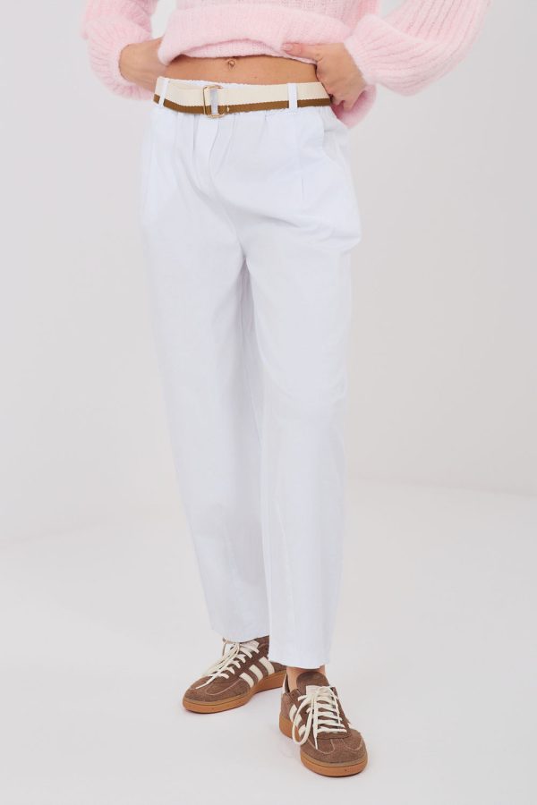 White Women Trousers in Pants, Trousers, Shorts with Cotton and Spandex