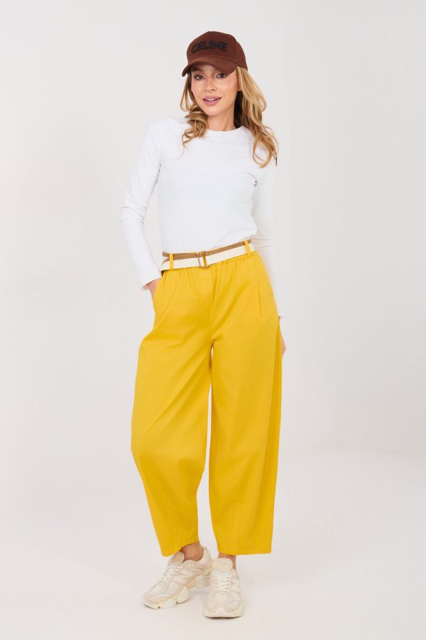 Yellow Women Trousers in Pants, Trousers, Shorts with Cotton and Spandex