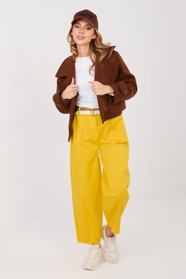Yellow Women Trousers in Pants, Trousers, Shorts with Cotton and Spandex