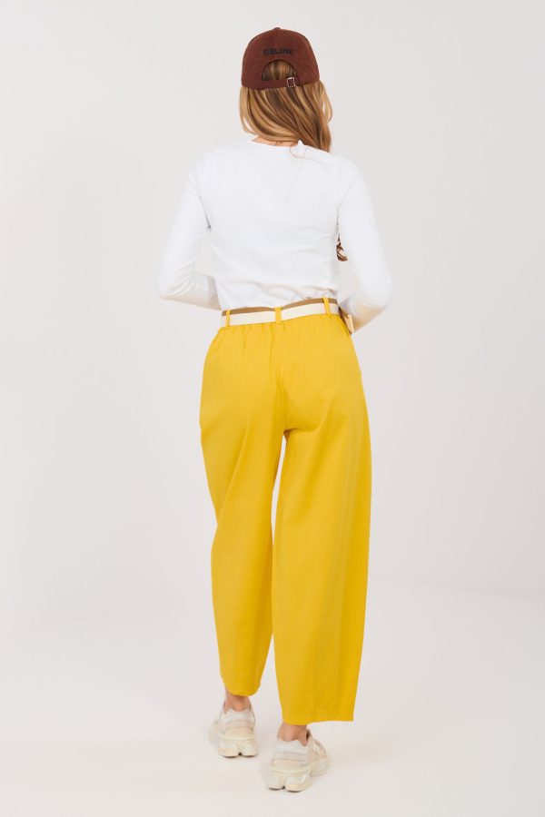 Yellow Women Trousers in Pants, Trousers, Shorts with Cotton and Spandex
