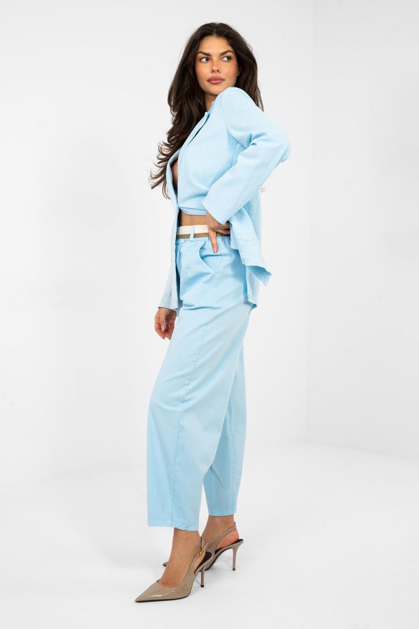 Blue Women Trousers in Pants, Trousers, Shorts with Cotton and Spandex