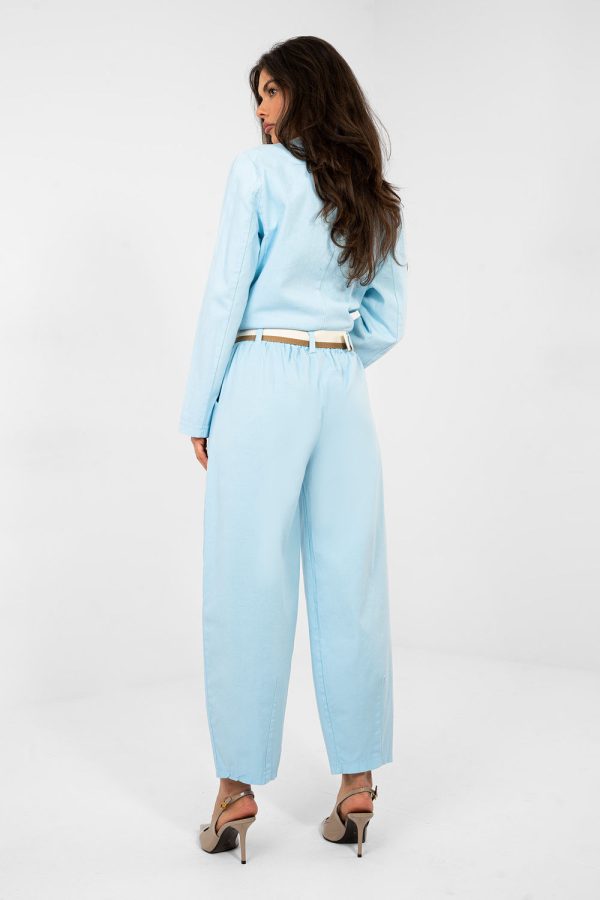 Blue Women Trousers in Pants, Trousers, Shorts with Cotton and Spandex