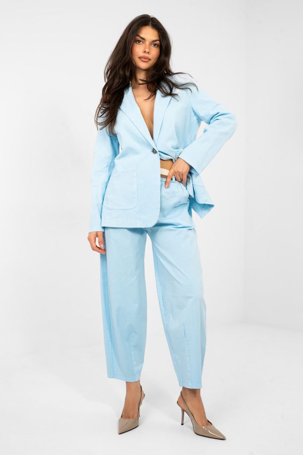 Blue Women Trousers in Pants, Trousers, Shorts with Cotton and Spandex