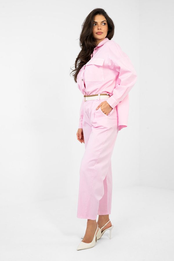 Pink Women Trousers in Pants, Trousers, Shorts with Cotton and Spandex