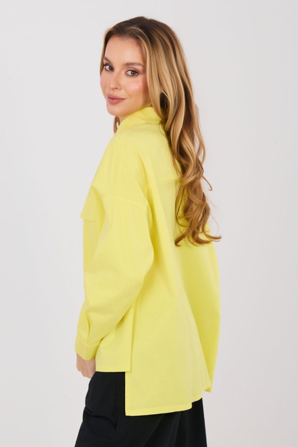 Yellow Long Sleeve Shirt in Shirts For Women with Cotton and Spandex